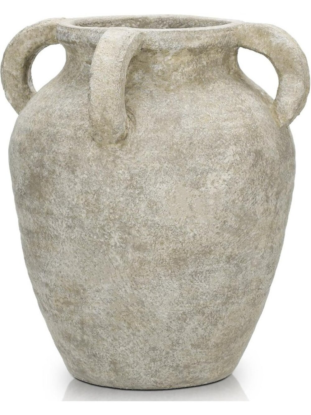 Rustic 9.8" Tall Terracotta Flower Vase - Vintage Ceramic Decor with 4 Handles